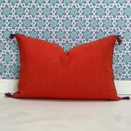 Yakiti-Bright Orange Square Moroccan Pillows, Aka Cactus Silk Pillow, Decorative Pillows, Sabra Pillows, Moroccan Decor Designer Cactus - thumbnail 3
