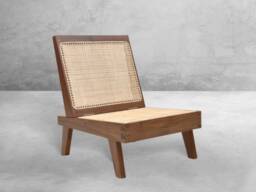 Pierre Jeanneret Inspired Folding Chair - Handmade With Reclaimed Teakwood & Rattan Caning