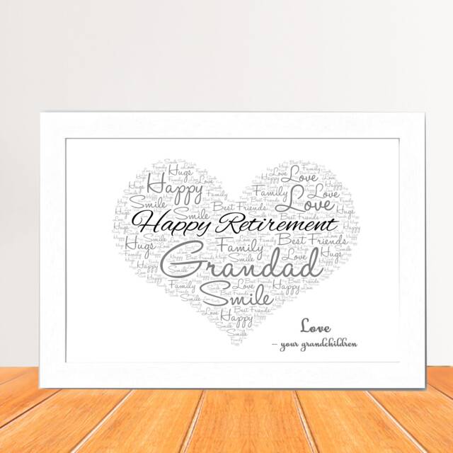 Personalised Retirement Heart Print - Word Wall Art Frame Leaving, Retiring Gifts For Her, Him Friend, Colleague, Family - image 1
