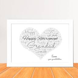 Personalised Retirement Heart Print - Word Wall Art Frame Leaving, Retiring Gifts For Her, Him Friend, Colleague, Family - thumbnail 1