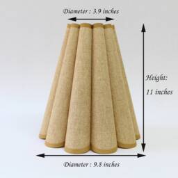 Handmade Scallop Khaki Lampshade Cotton Linen Acrylic Home Decor - thumbnail 2