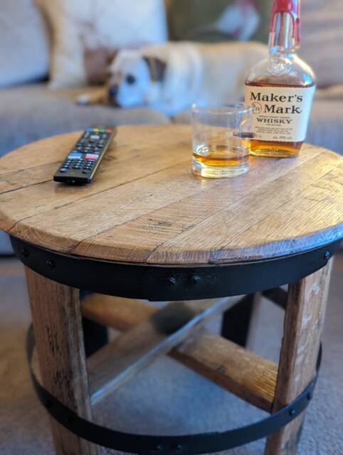 Oak Side Coffee Table Made From A Oak Bourbon Whisky Barrel Lid - image 1