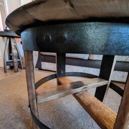 Oak Side Coffee Table Made From A Oak Bourbon Whisky Barrel Lid - thumbnail 3