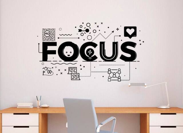 Focus Wall Decal Vinyl Sticker Motivational Quote Home Office Art Decor - 122Nr - image 1