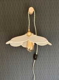7-Petal Linen & Rattan Flower Lamp - Chandelier Wall Light Handcrafted