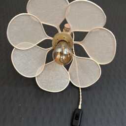 7-Petal Linen & Rattan Flower Lamp - Chandelier Wall Light Handcrafted - thumbnail 3