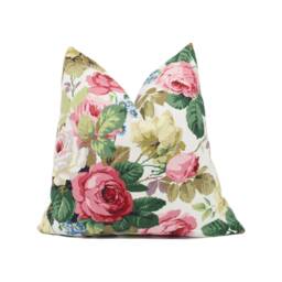 Sanderson - Chelsea White/Pink Classic Elegant Floral Cushion Cover Handmade Throw Pillow Designer Home D??cor - thumbnail 1