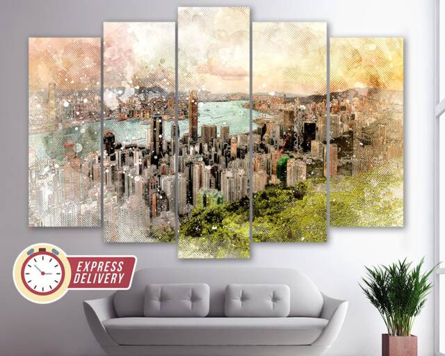 Hong Kong Wall Art, Canvas Print, Skyline, Photo, Gift, Decor - image 1