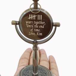 Personalized 8Th Anniversary Desk Clock - Engraved Bronze Tally Mark Design, Gift For Husband, Wife - thumbnail 2