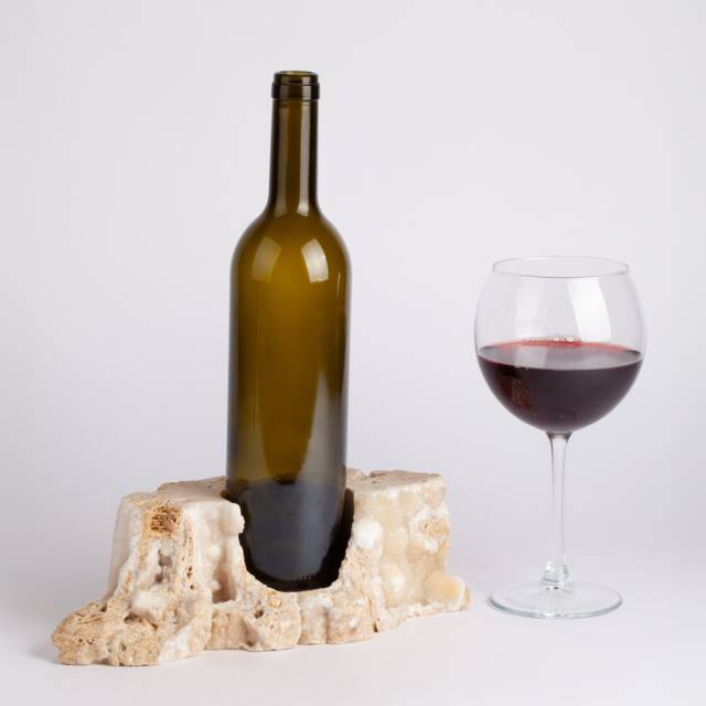 Handmade Travertine Wine Bottle Holder Unique Rack - image 1