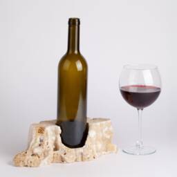 Handmade Travertine Wine Bottle Holder Unique Rack - thumbnail 1