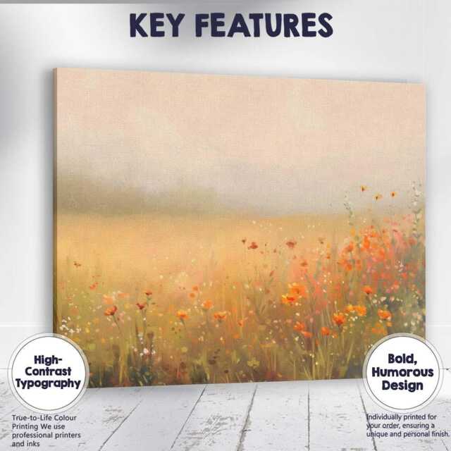 Dreamy Wildflower Meadow in Soft Morning Light Canvas Wall Art Print Decor Picture Ready To Hang - image 1