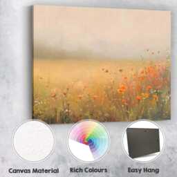 Dreamy Wildflower Meadow in Soft Morning Light Canvas Wall Art Print Decor Picture Ready To Hang - thumbnail 2