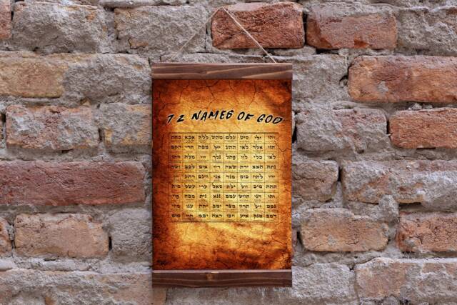 The 72 Names Of God Vintage Kabbalah Talisman Wood Framed Canvas Print, Ancient Hebrew Judaism Amulet Charm Torah Talmud Zohar Housewarming - image 1