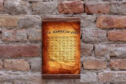 The 72 Names Of God Vintage Kabbalah Talisman Wood Framed Canvas Print, Ancient Hebrew Judaism Amulet Charm Torah Talmud Zohar Housewarming - thumbnail 1
