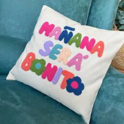 Karol G Manana Sera Bonito Punch Needle Pillow Cover, Ma??ana Ser?? Written Cushion, Throw Pillow, Colorful Tufted - thumbnail 3