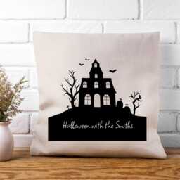 Personalised Halloween Haunted House Cushion Cover - thumbnail 1