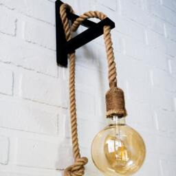 Handmade Rustic Rope Sconce Loft Style Wooden Wall Lamp - thumbnail 2