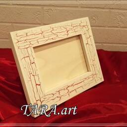 Decoupage Wooden Photo Frame Red Crackle Painted Decor - thumbnail 2