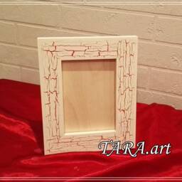 Decoupage Wooden Photo Frame Red Crackle Painted Decor - thumbnail 4