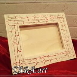 Decoupage Wooden Photo Frame Red Crackle Painted Decor - thumbnail 3