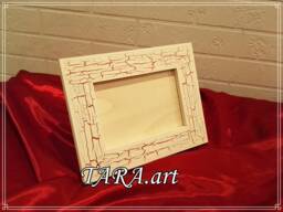 Decoupage Wooden Photo Frame Red Crackle Painted Decor