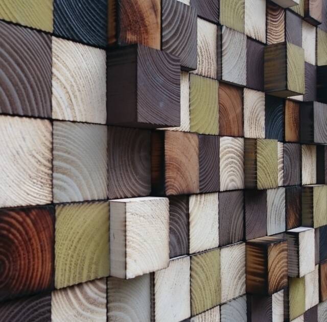 Reclaimed Wood Wall Art - Handmade Mosaic, Rustic Decor - image 1