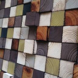 Reclaimed Wood Wall Art - Handmade Mosaic, Rustic Decor - thumbnail 3