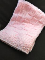 Hand Knitted Baby Blanket in Pink. It Also Comes A Variety Of Colors. Made To Order - thumbnail 1