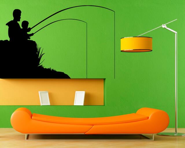 Fishing Rod Wall Decal Vinyl Stickers Fish Hook Art Design Interior Murals - 30Fis3R - image 1
