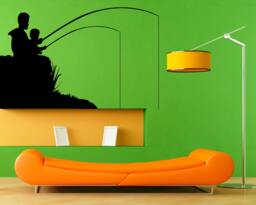 Fishing Rod Wall Decal Vinyl Stickers Fish Hook Art Design Interior Murals - 30Fis3R - thumbnail 1