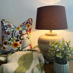 Coffee Brown Cotton Empire Lampshade, French Drum Shade - thumbnail 1