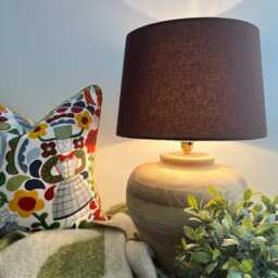 Coffee Brown Cotton Empire Lampshade, French Drum Shade - thumbnail 3