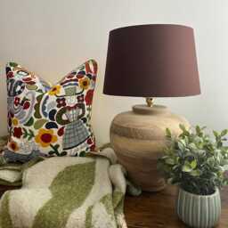 Coffee Brown Cotton Empire Lampshade, French Drum Shade - thumbnail 2