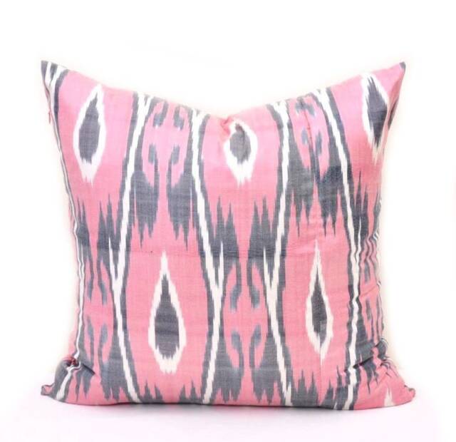 Handmade Ikat Pillow Cover, Accent Cushion 20x20 Inch - image 1