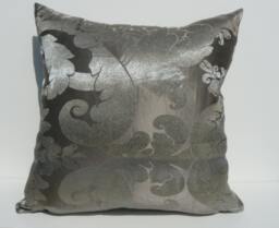 Zelda Damask-In Pewter Or Gilt Colorway-Pillow Cover- Front - Back - thumbnail 1