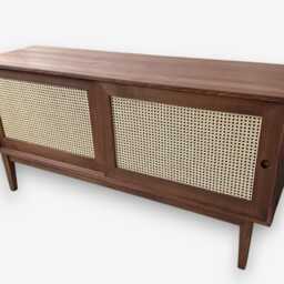 Solid Wood Sideboard With Cane Webbing, Custom Size Credenza, Storage Cabinet, Modern Bohemian Rattan Sideboard, Luxury Console - thumbnail 2