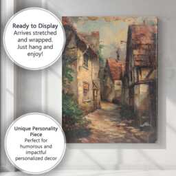 Old European Cobbled Village Alley Rustic Architecture Canvas Wall Art Print Decor Picture Ready To Hang - thumbnail 3
