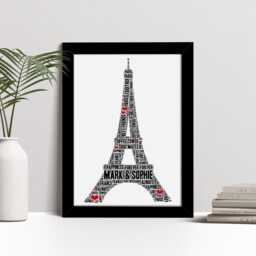 Personalised Eiffel Tower Print - Custom Word Wall Art Frame Anniversary, Engagement Gifts For Him, Her, Couples Husband, Wife - thumbnail 2