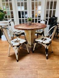 Tolix Kub Bistro Patio Table Set Retro Circa 1960