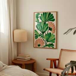 Green Botanical Poster - Abstract Floral Leaves Art Modern Painted Wall Print - thumbnail 2
