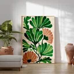 Green Botanical Poster - Abstract Floral Leaves Art Modern Painted Wall Print - thumbnail 3