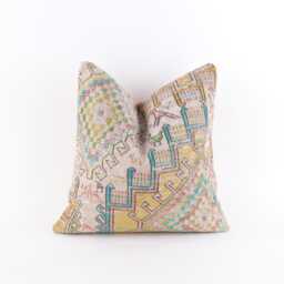 Vintage Turkish Kilim Pillow Cover Handwoven Wool Throw Cushion - 16x16 - thumbnail 1