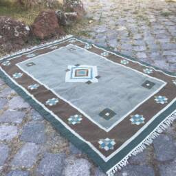 Rug Kilim, Vintage Aztec Turkish Green Rugs For Nursery, 3, 8x5, 7 Ft Small Bathroom Kilim - thumbnail 3
