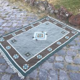 Rug Kilim, Vintage Aztec Turkish Green Rugs For Nursery, 3, 8x5, 7 Ft Small Bathroom Kilim - thumbnail 2