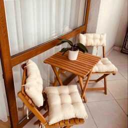 Foldable Wooden Garden & Picnic Table With Chairs Cushions, Folding Balcony Table, Outdoor - thumbnail 2