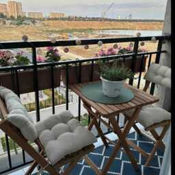 Foldable Wooden Garden & Picnic Table With Chairs Cushions, Folding Balcony Table, Outdoor - thumbnail 4