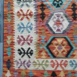Tribal Rug, Handmade Artisan Afghan Turkish Scandinavian Navajo Bohemian Flatweave Wool Multicolour Kilim Rug 117x82 cm - thumbnail 2