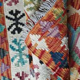 Tribal Rug, Handmade Artisan Afghan Turkish Scandinavian Navajo Bohemian Flatweave Wool Multicolour Kilim Rug 117x82 cm - thumbnail 4