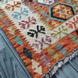 Tribal Rug, Handmade Artisan Afghan Turkish Scandinavian Navajo Bohemian Flatweave Wool Multicolour Kilim Rug 117x82 cm - thumbnail 3